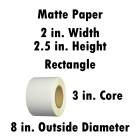 Matte Paper 2x2.5 in. Rectangle Inkjet Label Roll 