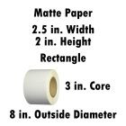 Matte Paper 2.5x2 in. Rectangle Inkjet Label Roll 