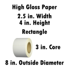 High Gloss Paper 2.5x4 in. Rectangle Inkjet Label Roll 