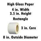 High Gloss Paper 4x3.5 in. Rectangle Inkjet Label Roll: 1651