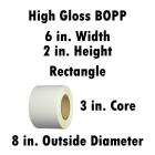 High Gloss BOPP 6x2 in. Rectangle Inkjet Label Roll 