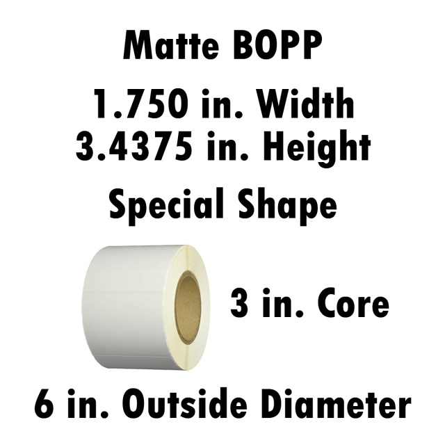Matte BOPP 1.75x3.438 in. Rectangle Inkjet Label Roll
