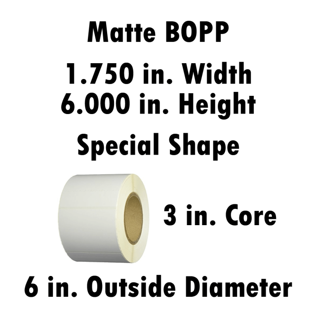Matte BOPP 1.75x6 in. Rectangle Inkjet Label Roll